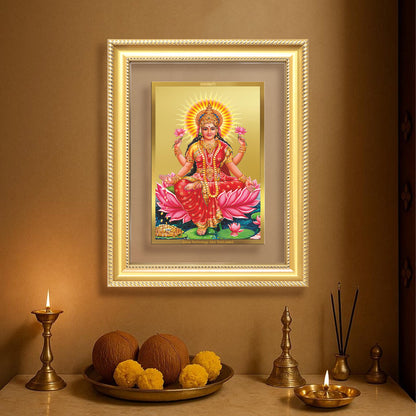 Goddess Lakshmi | Devi of Wealth & Prosperity Wall Mount Photo Frame in 24K Gold Plated Foil