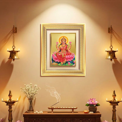 Goddess Lakshmi | Devi of Wealth & Prosperity Wall Mount Photo Frame in 24K Gold Plated Foil