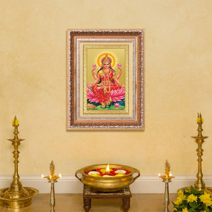 Goddess Lakshmi | Devi of Wealth & Prosperity Wall Mount Photo Frame in 24K Gold Plated Foil