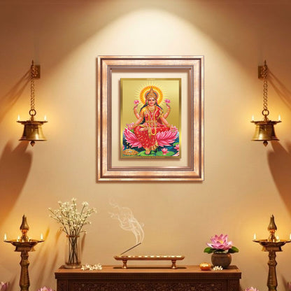Goddess Lakshmi | Devi of Wealth & Prosperity Wall Mount Photo Frame in 24K Gold Plated Foil