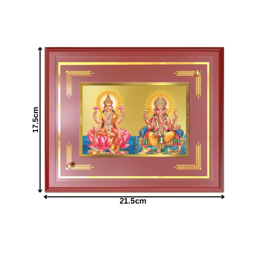 Lakshmi & Ganesha | Divine Prosperity Duo Wall and Tabletop Photo Frame in 24K Gold Plated Foil