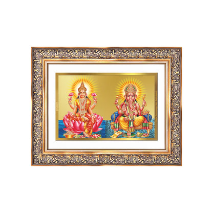 Lakshmi & Ganesh | Divine Prosperity Duo Wall Mount Photo Frame in 24K Gold Plated Foil