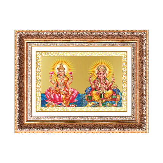 Lakshmi & Ganesh | Divine Prosperity Duo Wall Mount Photo Frame in 24K Gold Plated Foil