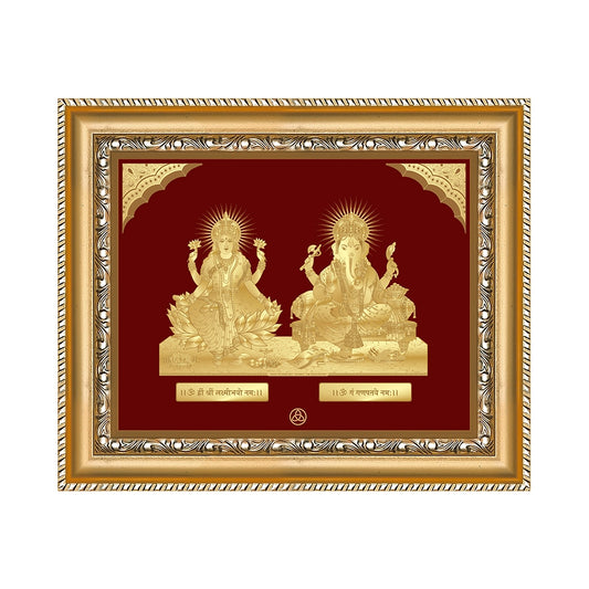 Lakshmi & Ganesh | Divine Prosperity Duo Gold on Gold Wall Hanging Frame in 24K Gold Plated Foil