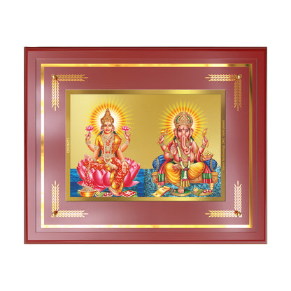 Lakshmi & Ganesh | Divine Prosperity Duo Wall Mount Photo Frame in 24K Gold Plated Foil
