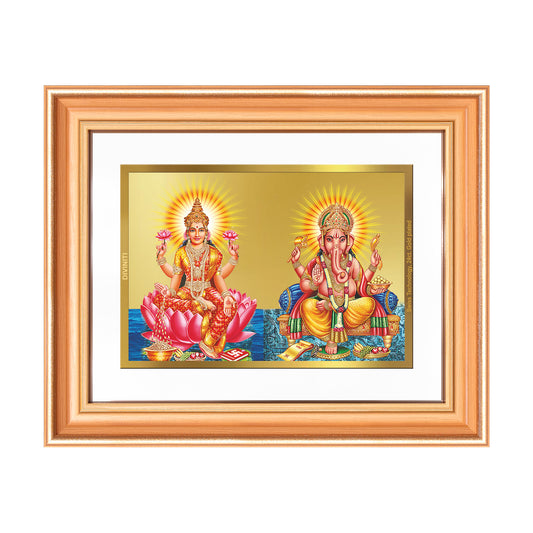 Lakshmi & Ganesh | Divine Prosperity Duo Wall Mount Photo Frame in 24K Gold Plated Foil