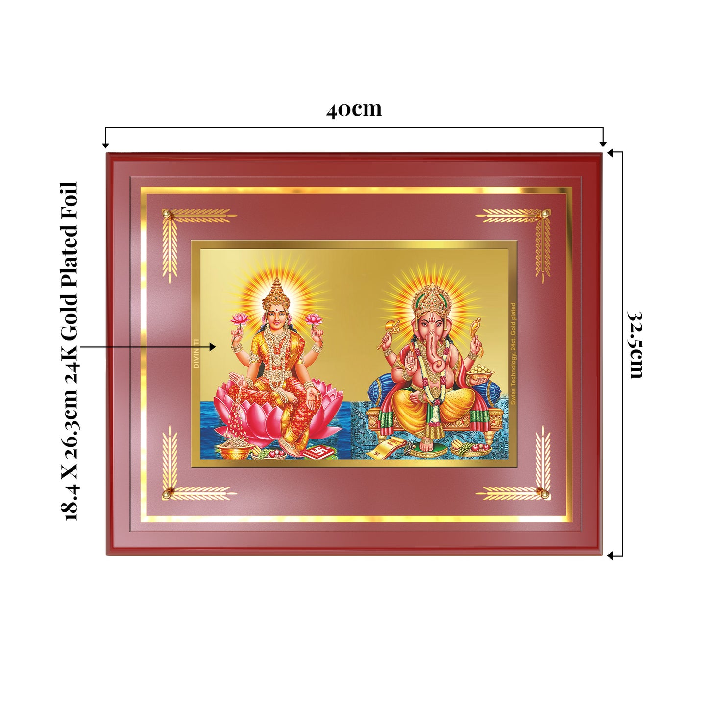 Lakshmi & Ganesh | Divine Prosperity Duo Wall Mount Photo Frame in 24K Gold Plated Foil
