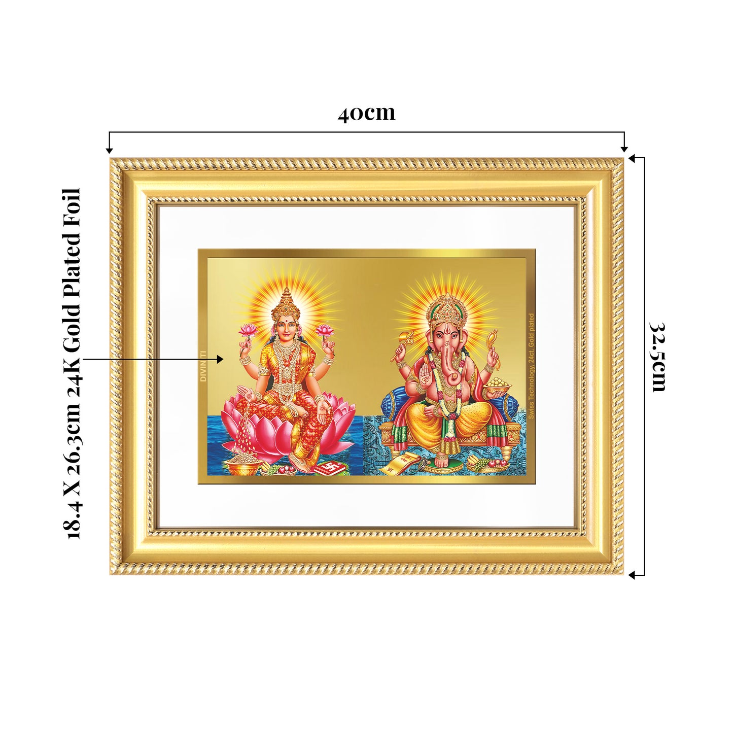 Lakshmi & Ganesh | Divine Prosperity Duo Wall Mount Photo Frame in 24K Gold Plated Foil