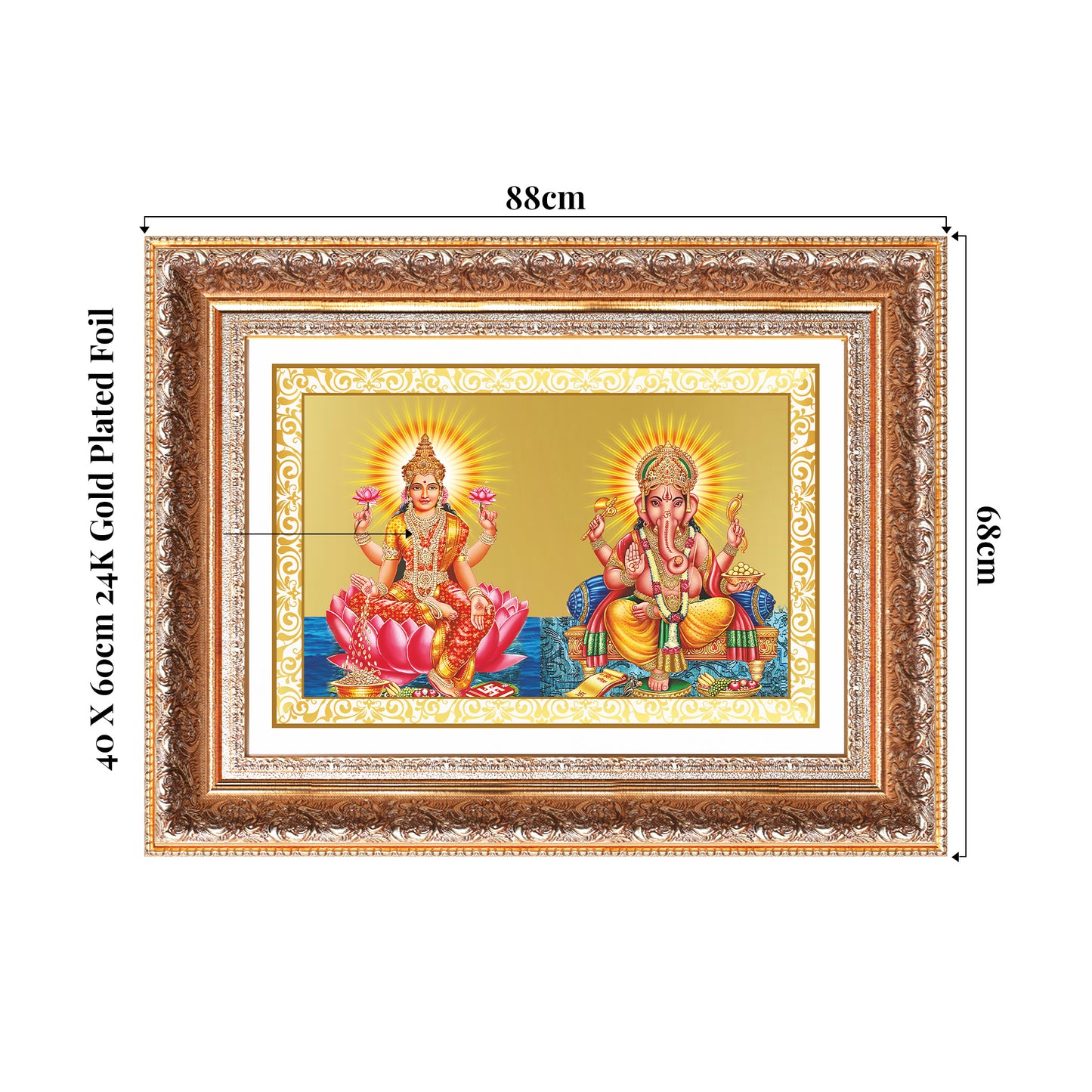 Lakshmi & Ganesh | Divine Prosperity Duo Wall Mount Photo Frame in 24K Gold Plated Foil