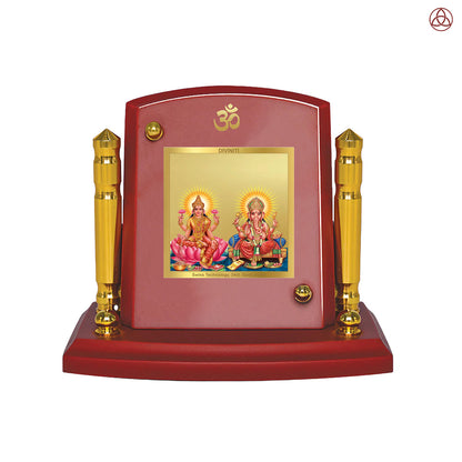 Lakshmi & Ganesha | Divine Goddess Lakshmi and Lord Ganesha Car Dashboard & Tabletop Photo Frame in 24K Gold Plated Foil