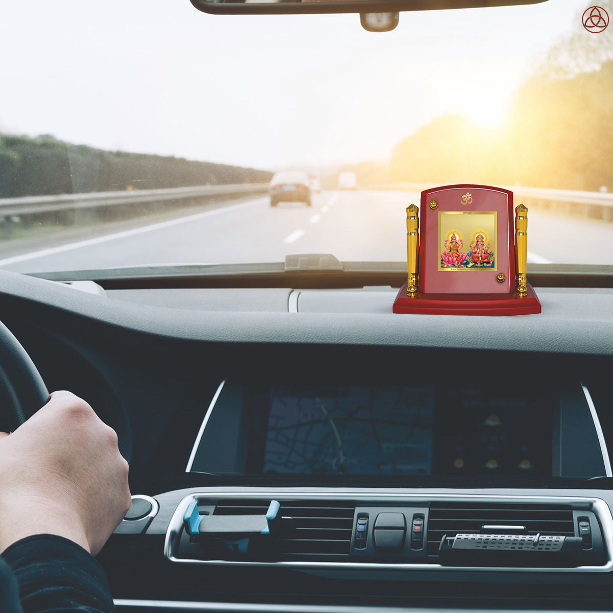Lakshmi & Ganesha | Divine Goddess Lakshmi and Lord Ganesha Car Dashboard & Tabletop Photo Frame in 24K Gold Plated Foil