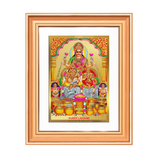 Lakshmi Kuber | Divine Wealth Duo Wall Mount Photo Frame in 24K Gold Plated Foil