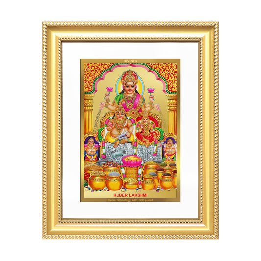 Lakshmi Kuber | Divine Wealth Duo Wall Mount Photo Frame in 24K Gold Plated Foil