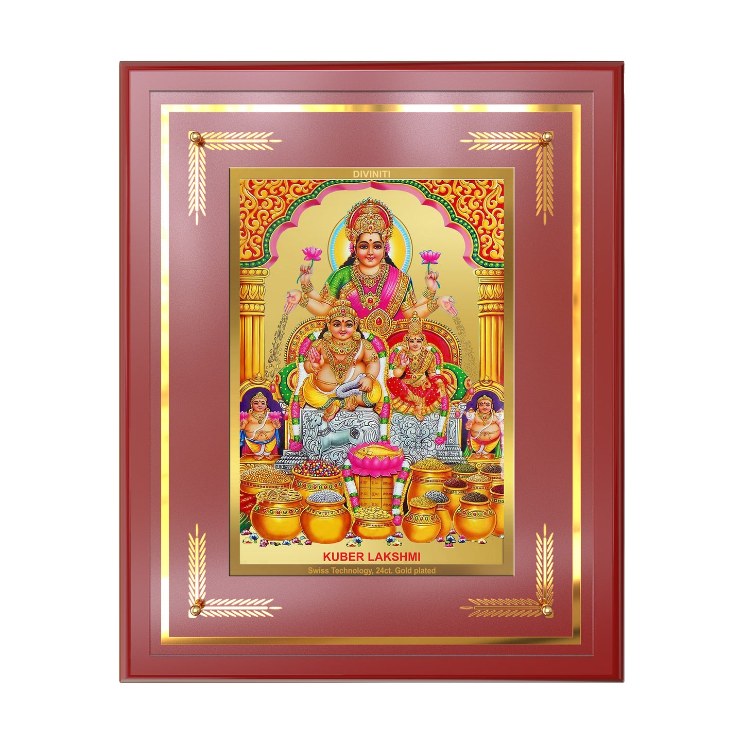 Lakshmi Kuber | Divine Wealth Duo Wall Mount Photo Frame in 24K Gold Plated Foil