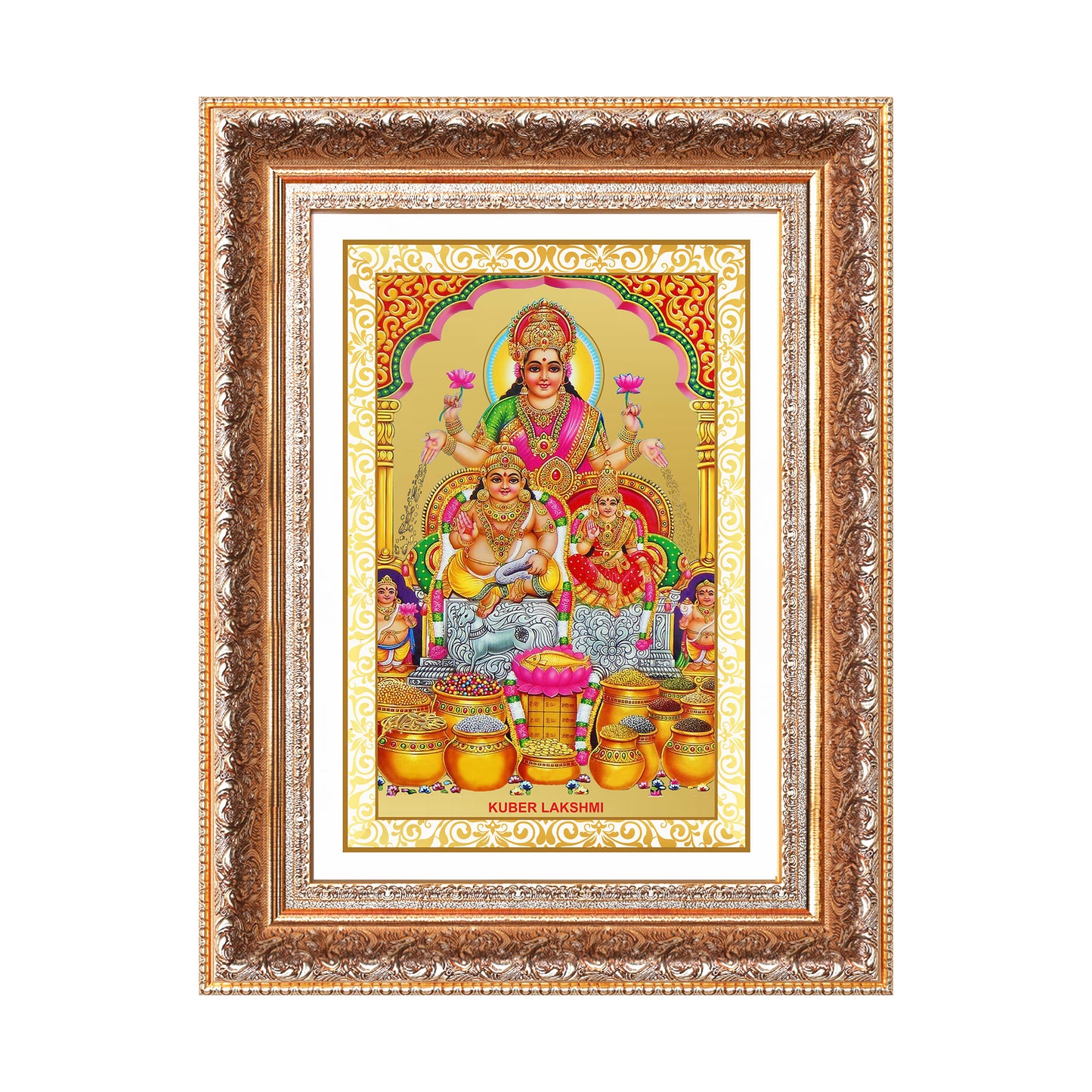 Lakshmi Kuber | Divine Wealth Duo Wall Mount Photo Frame in 24K Gold Plated Foil