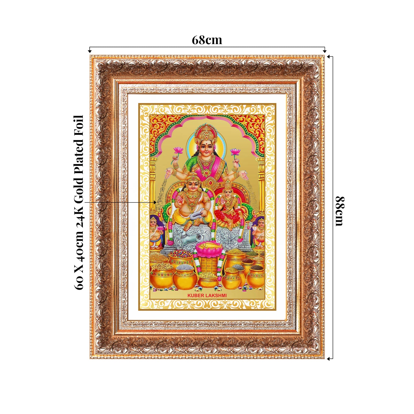 Lakshmi Kuber | Divine Wealth Duo Wall Mount Photo Frame in 24K Gold Plated Foil