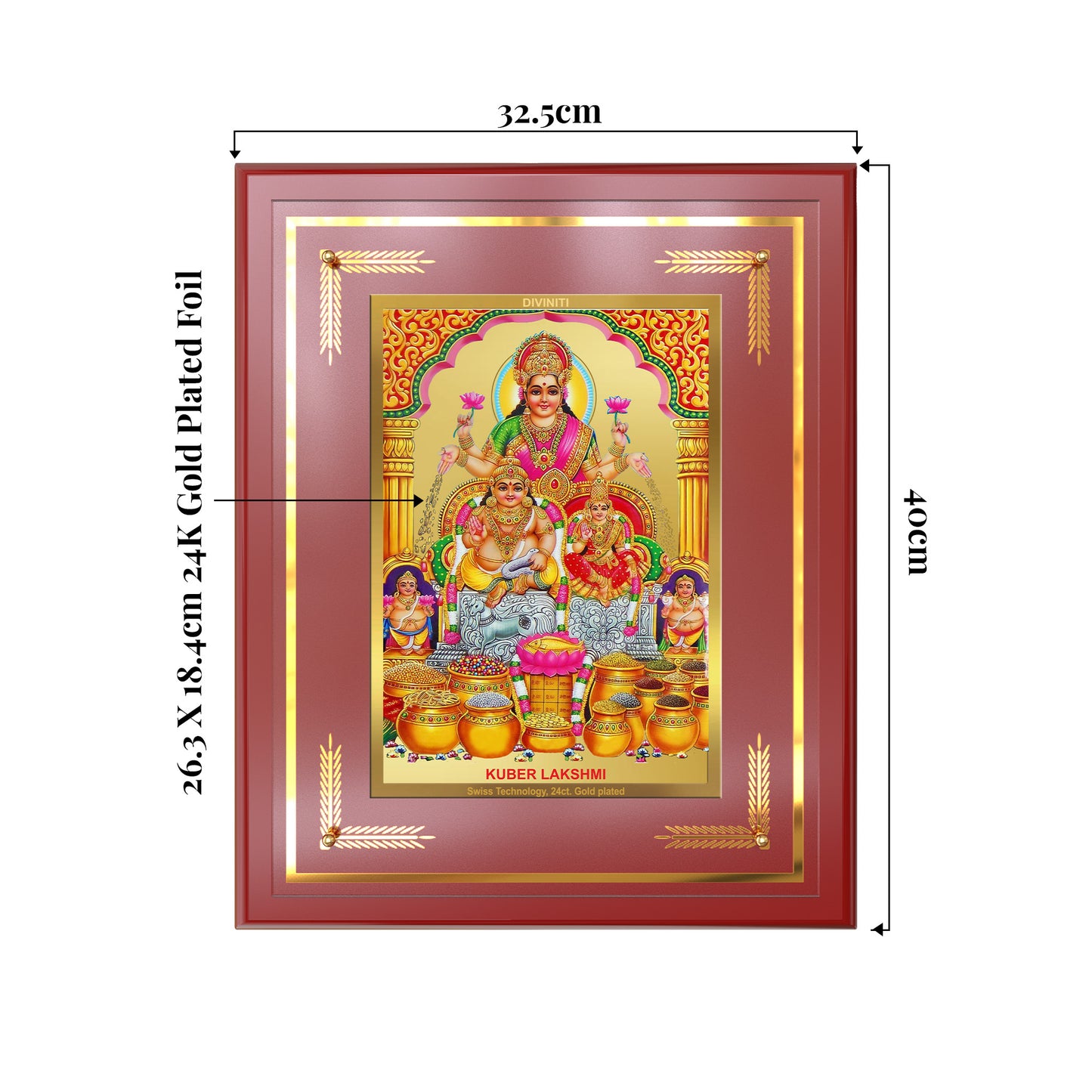 Lakshmi Kuber | Divine Wealth Duo Wall Mount Photo Frame in 24K Gold Plated Foil