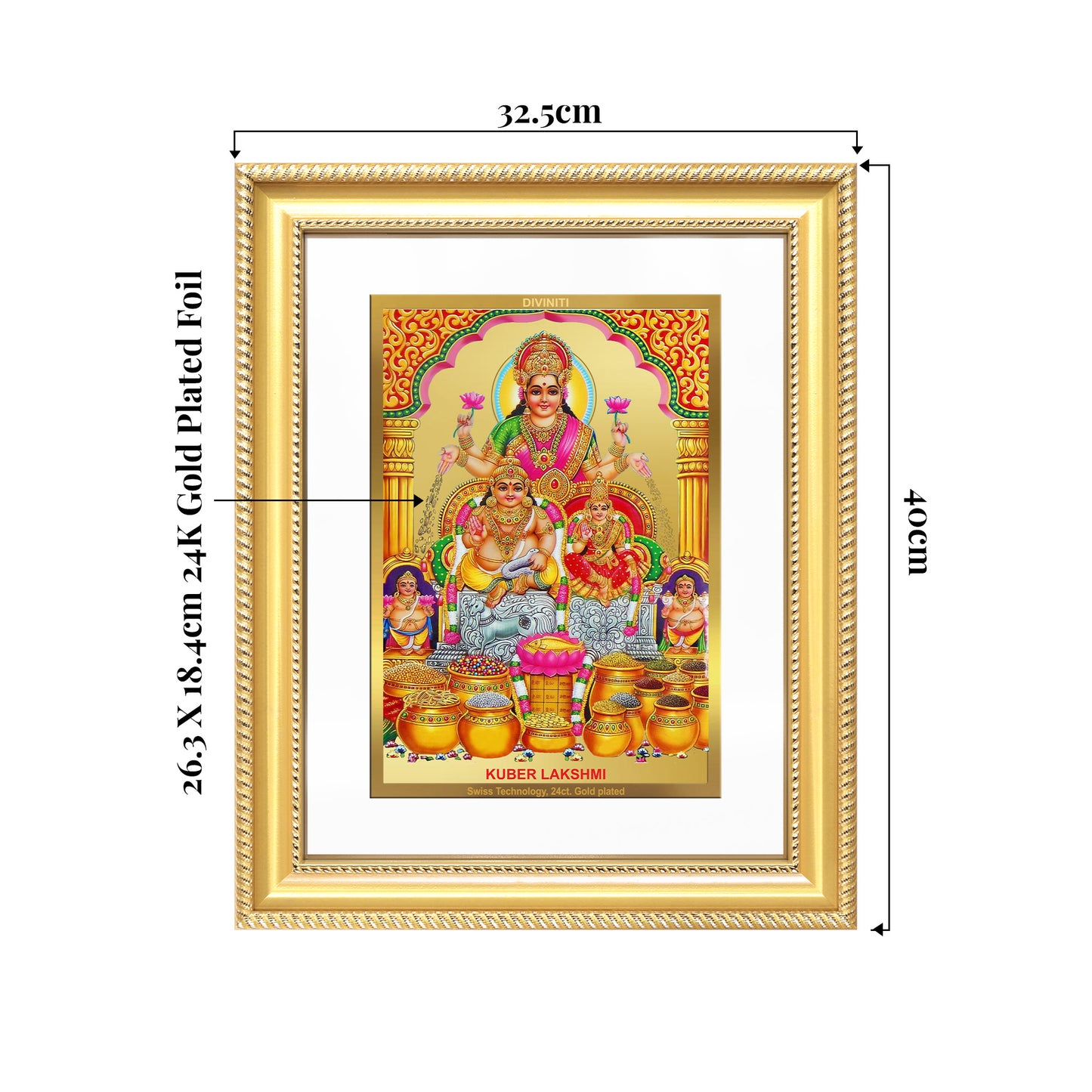 Lakshmi Kuber | Divine Wealth Duo Wall Mount Photo Frame in 24K Gold Plated Foil