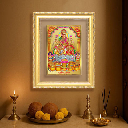 Lakshmi Kuber | Divine Wealth Duo Wall Mount Photo Frame in 24K Gold Plated Foil