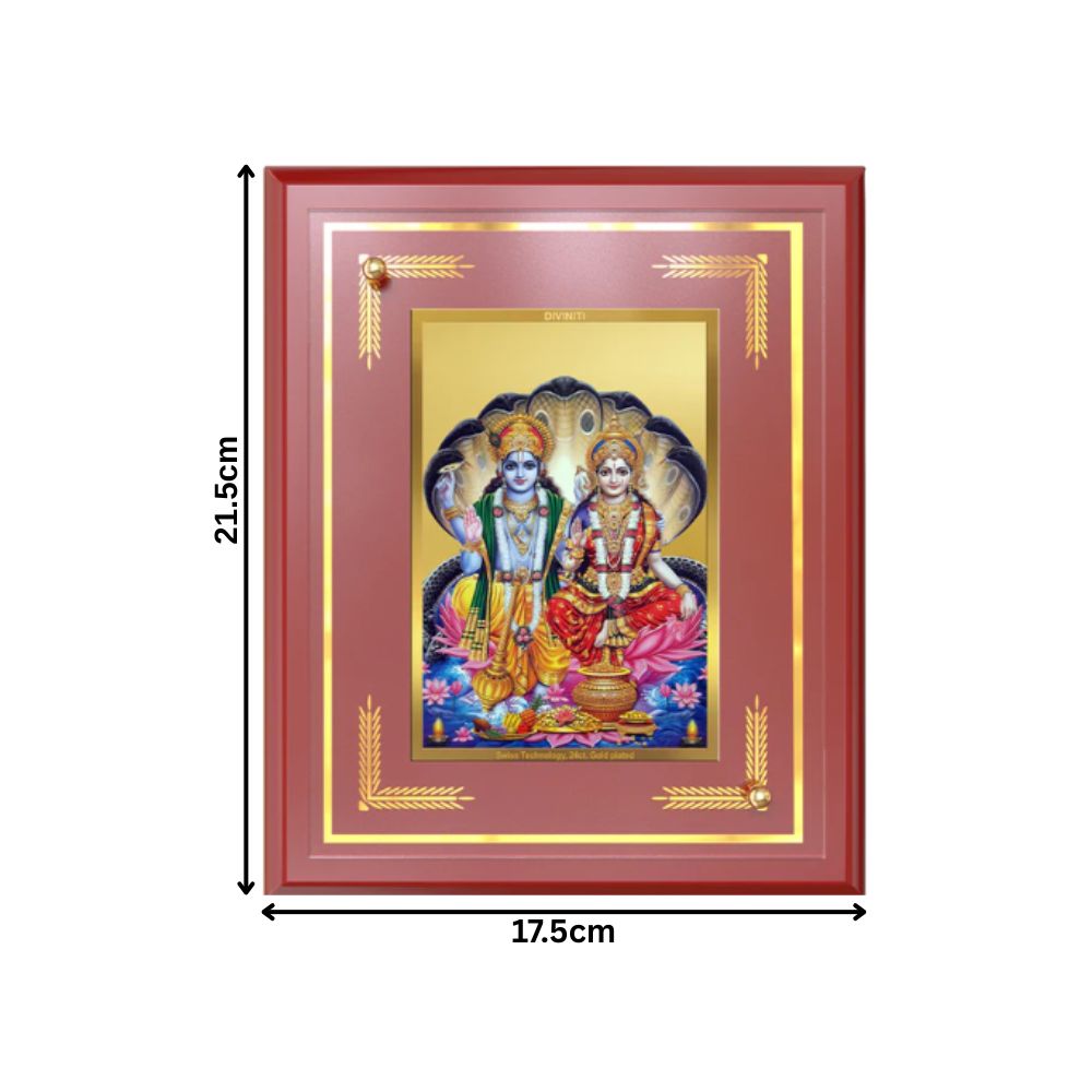 Lakshmi Vishnu | Divine Consort Wall and Tabletop Photo Frame in 24K Gold Plated Foil