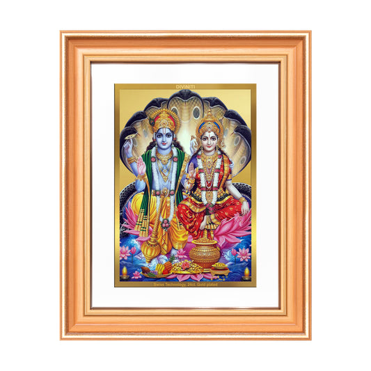 Lakshmi Vishnu | Divine Consort Wall Mount Photo Frame in 24K Gold Plated Foil