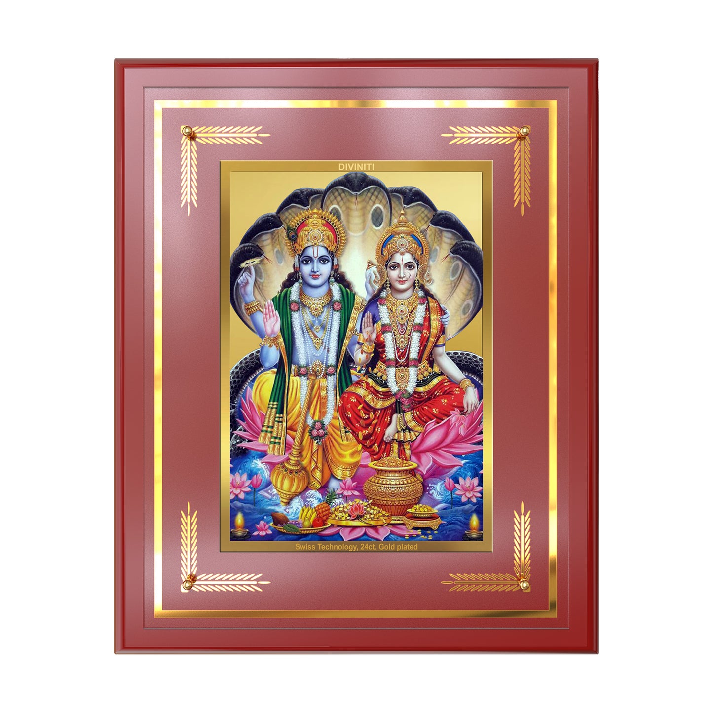 Lakshmi Vishnu | Divine Consort Wall Mount Photo Frame in 24K Gold Plated Foil