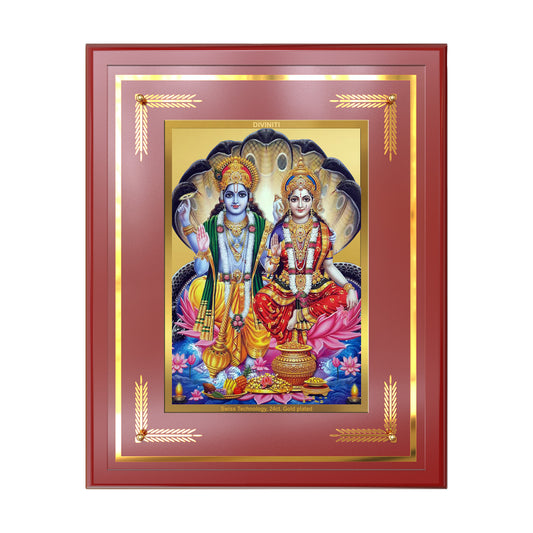 Lakshmi Vishnu | Divine Consort Wall Mount Photo Frame in 24K Gold Plated Foil
