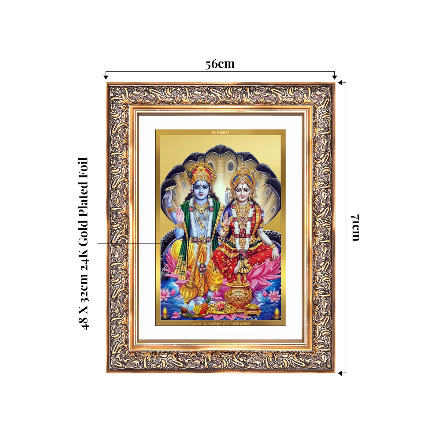 Lakshmi Vishnu | Divine Consort Wall Mount Photo Frame in 24K Gold Plated Foil