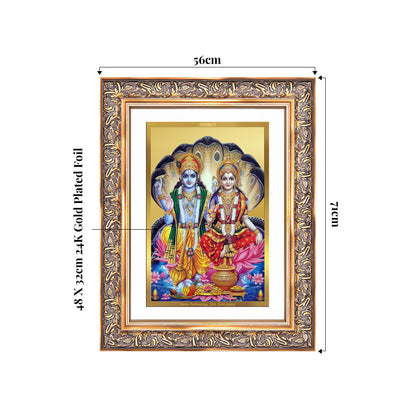Lakshmi Vishnu | Divine Consort Wall Mount Photo Frame in 24K Gold Plated Foil
