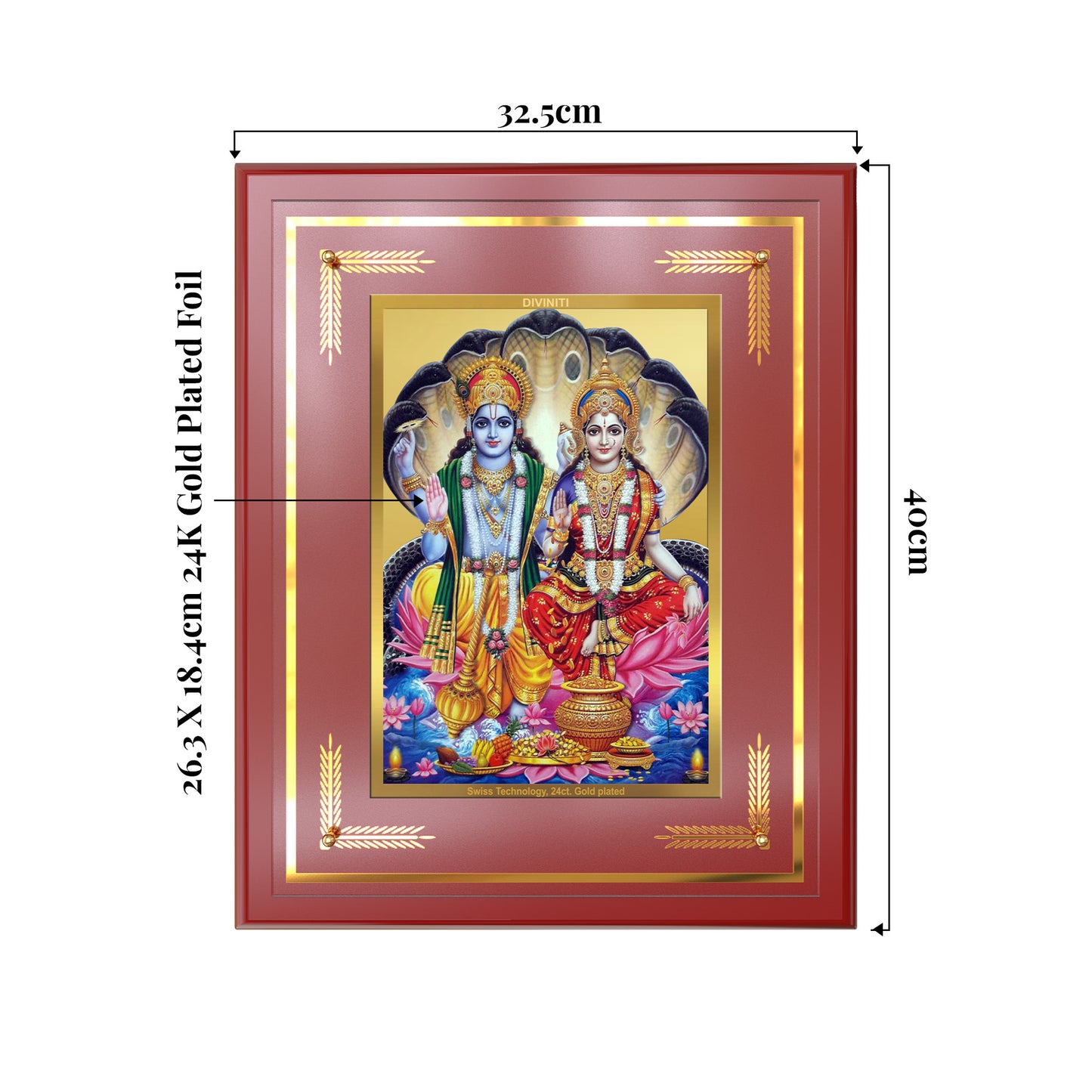 Lakshmi Vishnu | Divine Consort Wall Mount Photo Frame in 24K Gold Plated Foil