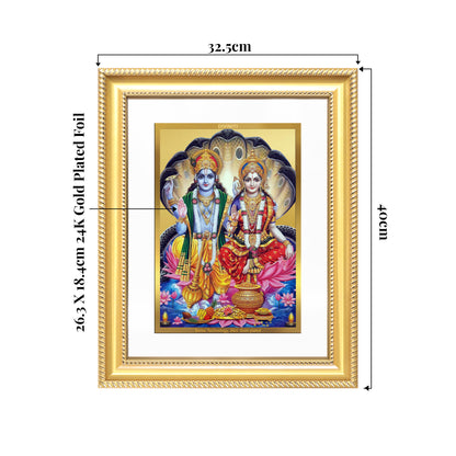 Lakshmi Vishnu | Divine Consort Wall Mount Photo Frame in 24K Gold Plated Foil
