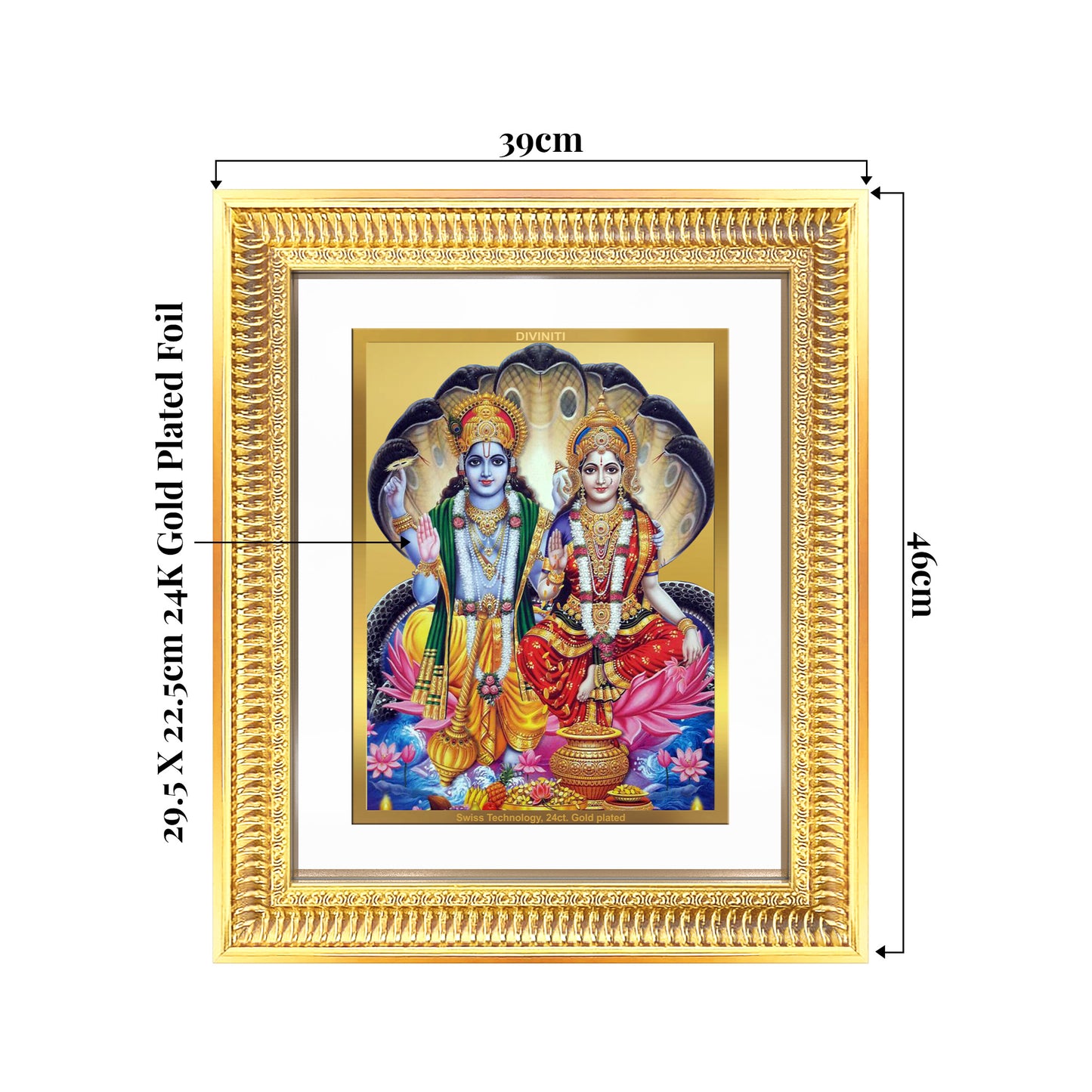 Lakshmi Vishnu | Divine Consort Wall Mount Photo Frame in 24K Gold Plated Foil