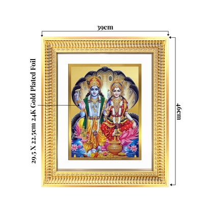 Lakshmi Vishnu | Divine Consort Wall Mount Photo Frame in 24K Gold Plated Foil