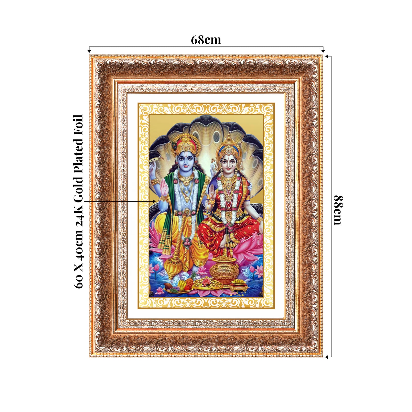 Lakshmi Vishnu | Divine Consort Wall Mount Photo Frame in 24K Gold Plated Foil