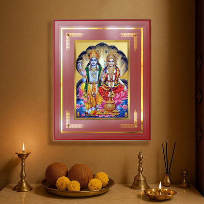 Lakshmi Vishnu | Divine Consort Wall Mount Photo Frame in 24K Gold Plated Foil