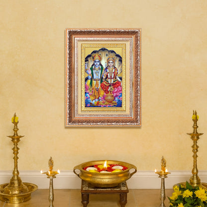 Lakshmi Vishnu | Divine Consort Wall Mount Photo Frame in 24K Gold Plated Foil