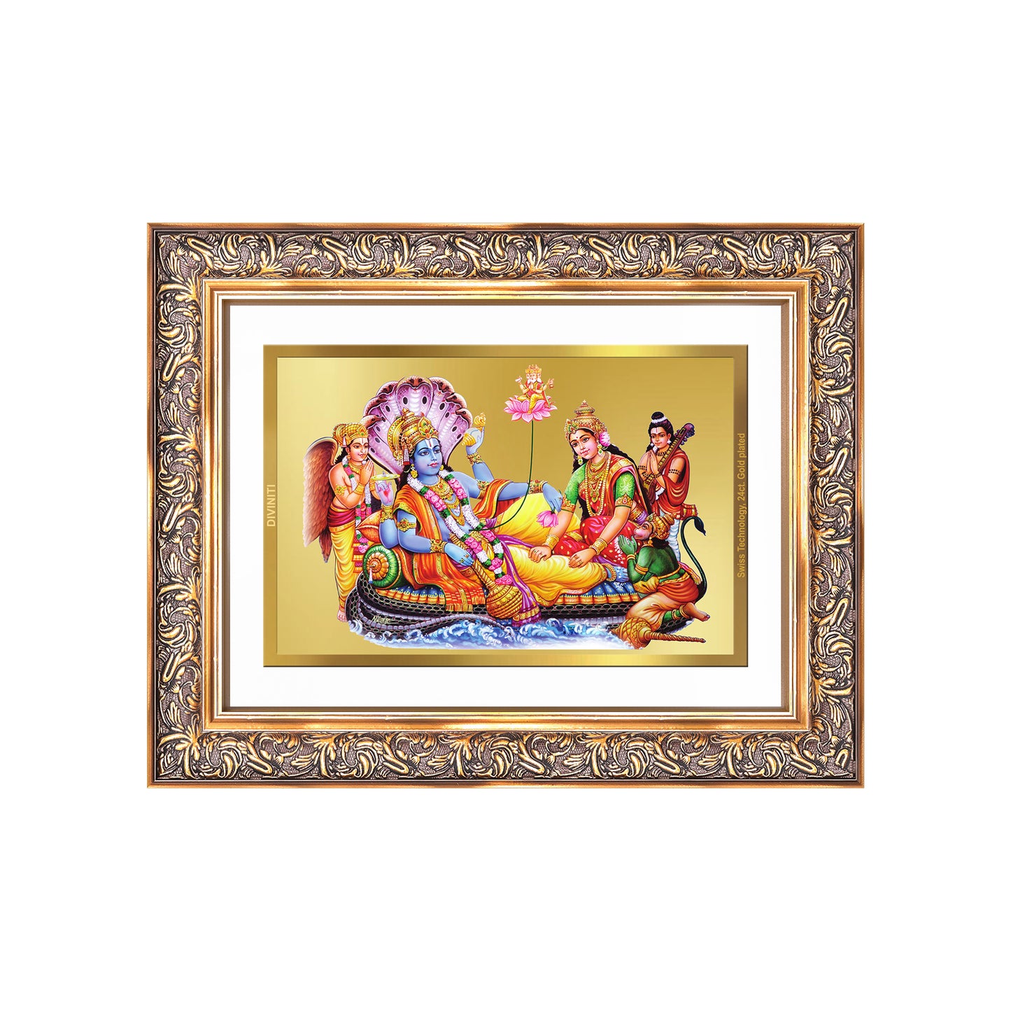 Lakshmi Vishnu Kshir Sagar | Divine Abode Wall Mount Photo Frame in 24K Gold Plated Foil