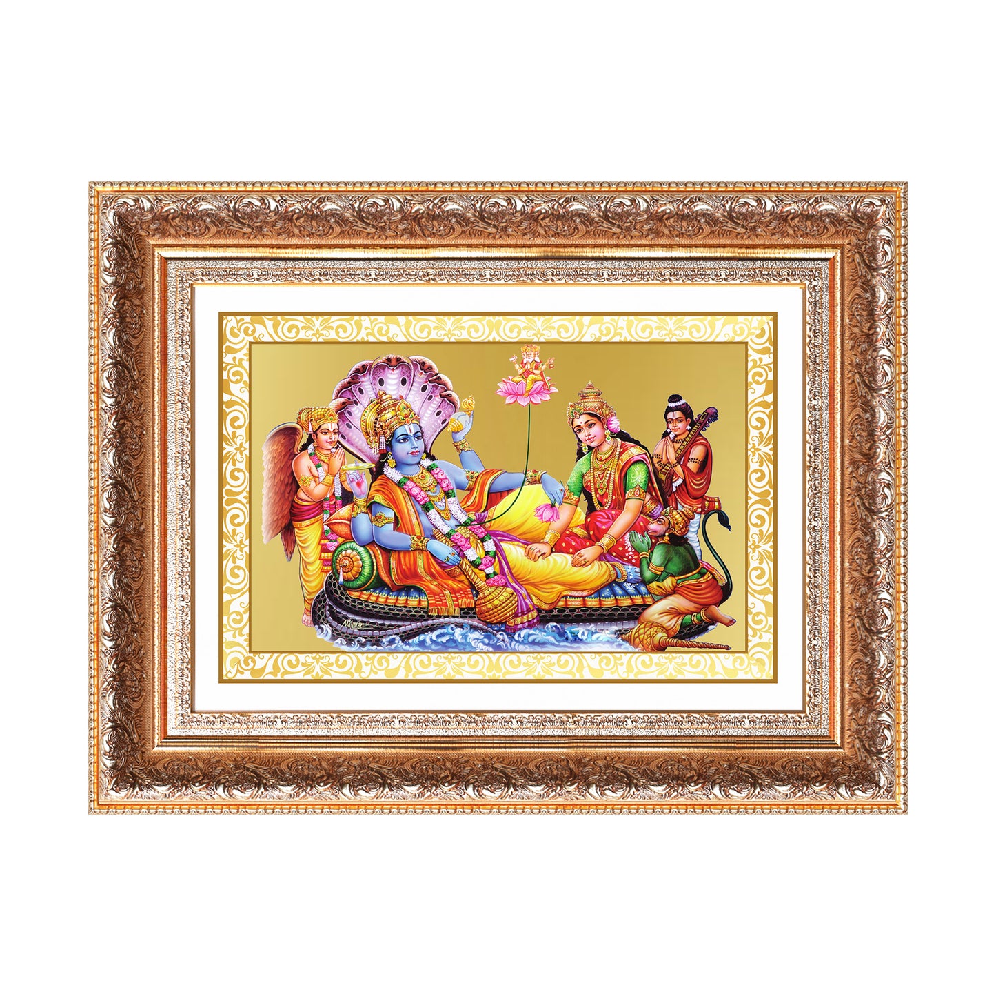 Lakshmi Vishnu Kshir Sagar | Divine Abode Wall Mount Photo Frame in 24K Gold Plated Foil