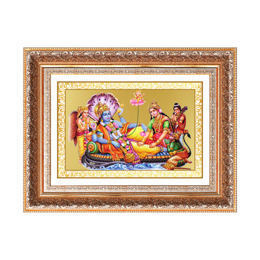 Lakshmi Vishnu Kshir Sagar | Divine Abode Wall Mount Photo Frame in 24K Gold Plated Foil