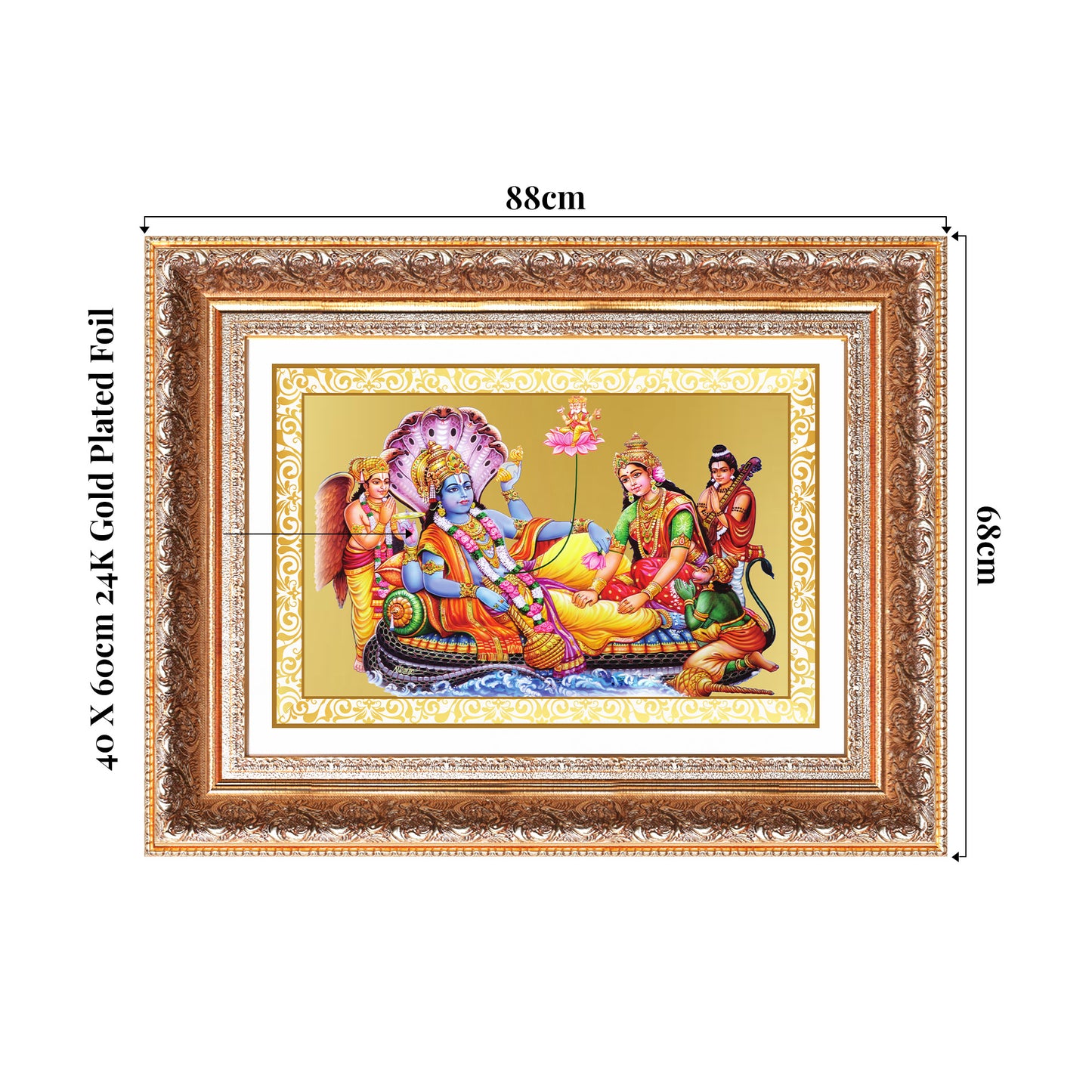 Lakshmi Vishnu Kshir Sagar | Divine Abode Wall Mount Photo Frame in 24K Gold Plated Foil