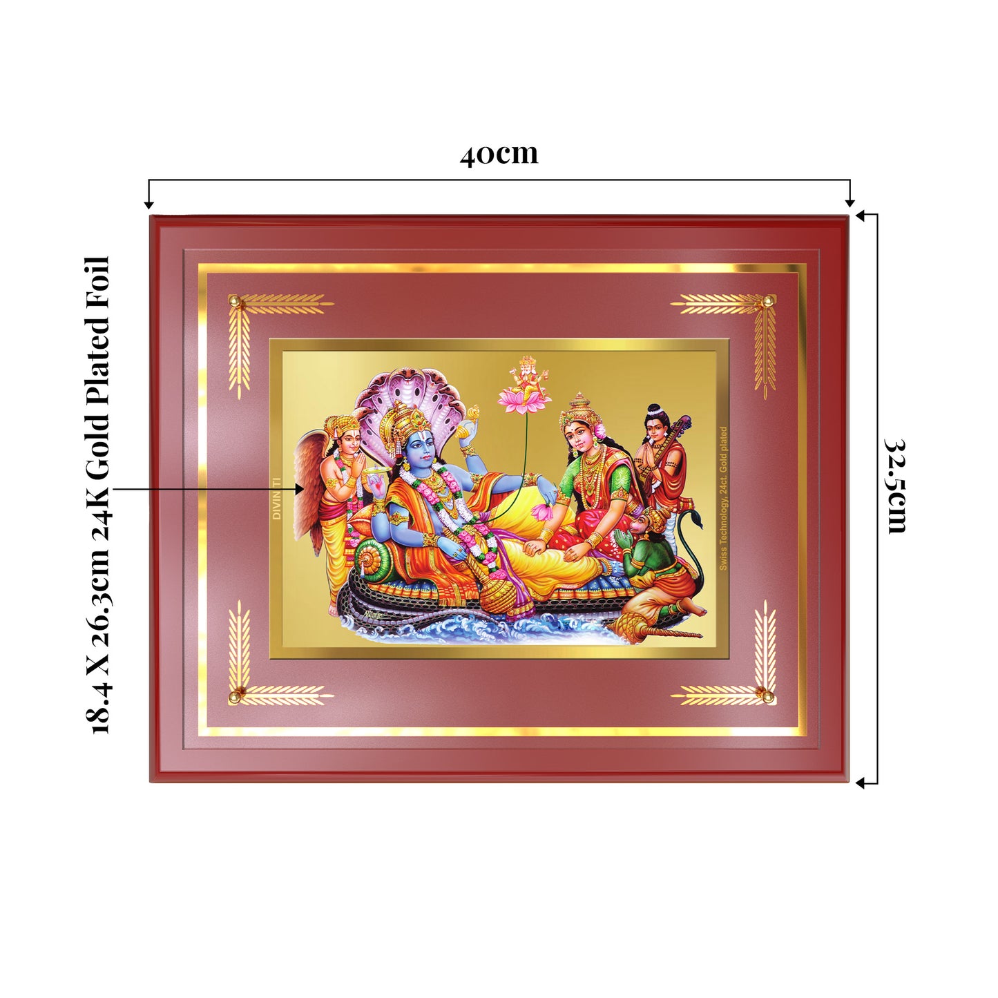 Lakshmi Vishnu Kshir Sagar | Divine Abode Wall Mount Photo Frame in 24K Gold Plated Foil