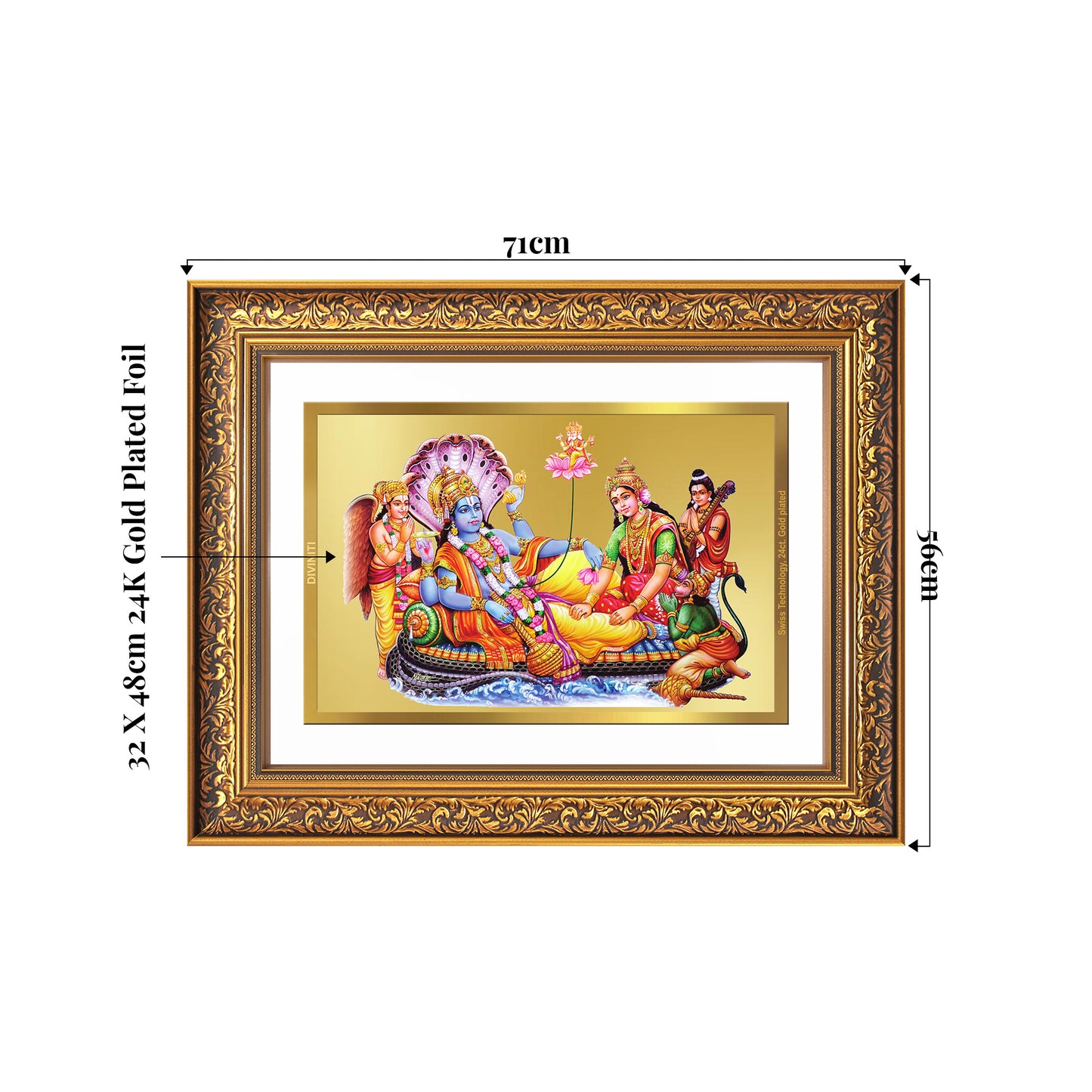 Lakshmi Vishnu Kshir Sagar | Divine Abode Wall Mount Photo Frame in 24K Gold Plated Foil