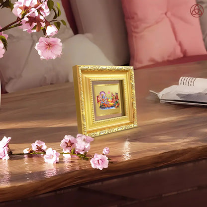 Lakshmi Vishnu Kshir Sagar | Divine Abode Tabletop Frame in 24K Gold Plated Foil