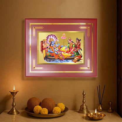 Lakshmi Vishnu Kshir Sagar | Divine Abode Wall Mount Photo Frame in 24K Gold Plated Foil