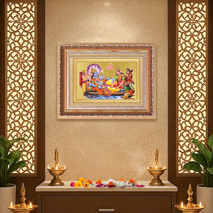 Lakshmi Vishnu Kshir Sagar | Divine Abode Wall Mount Photo Frame in 24K Gold Plated Foil