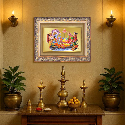 Lakshmi Vishnu Kshir Sagar | Divine Abode Wall Mount Photo Frame in 24K Gold Plated Foil