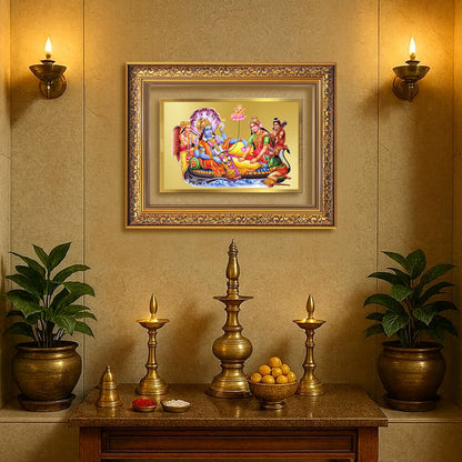 Lakshmi Vishnu Kshir Sagar | Divine Abode Wall Mount Photo Frame in 24K Gold Plated Foil