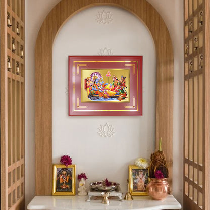 Lakshmi Vishnu Kshir Sagar | Divine Abode Wall Mount Photo Frame in 24K Gold Plated Foil