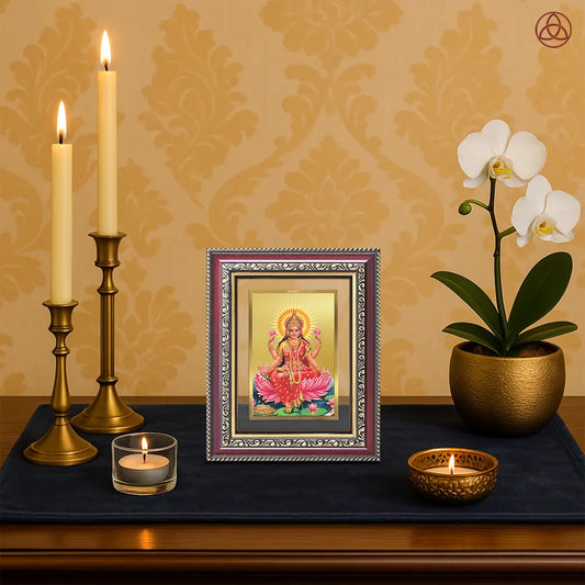 Goddess Lakshmi | Devi of Wealth & Prosperity Wall & Tabletop Photo Frame in 24K Gold Plated Foil