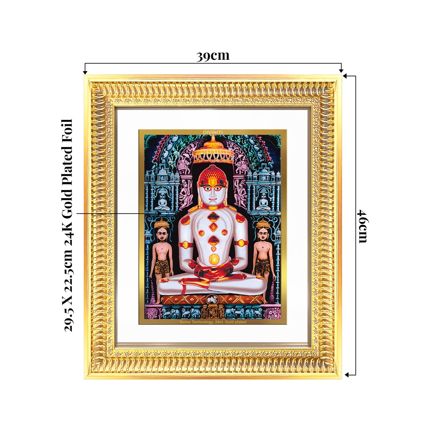Adinath | Adishwara Tirthankara Rishabhanatha for Wall Mount Photo Frame in 24K Gold Plated Foil